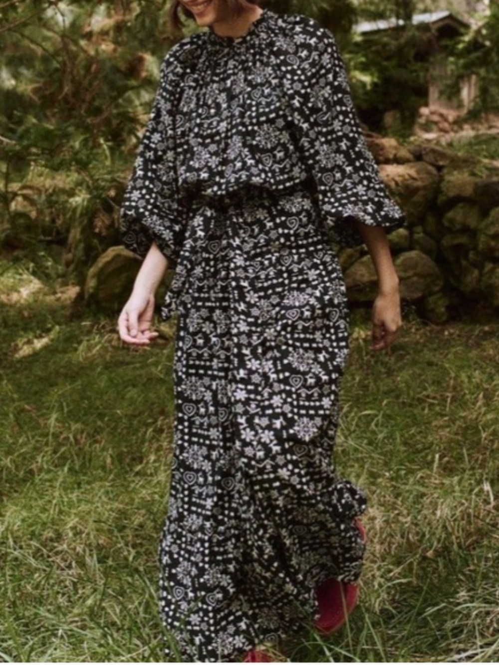 The Great. Floral Black Cottagecore Fairy The Joy Maxi Dress Size Small
